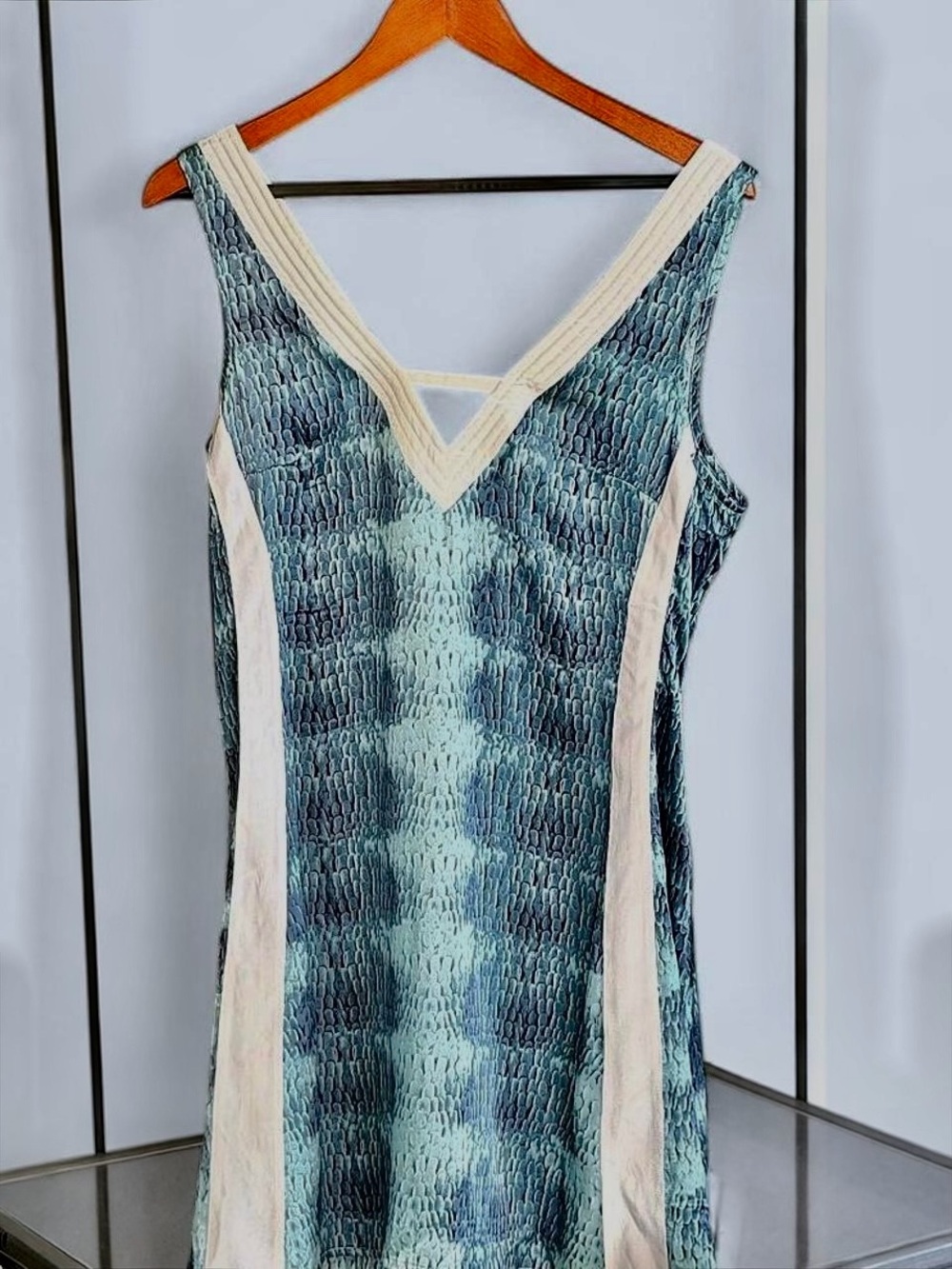 AS by DF Birds of a Feather Silk Mini Dress Aqua Blue Large NWT